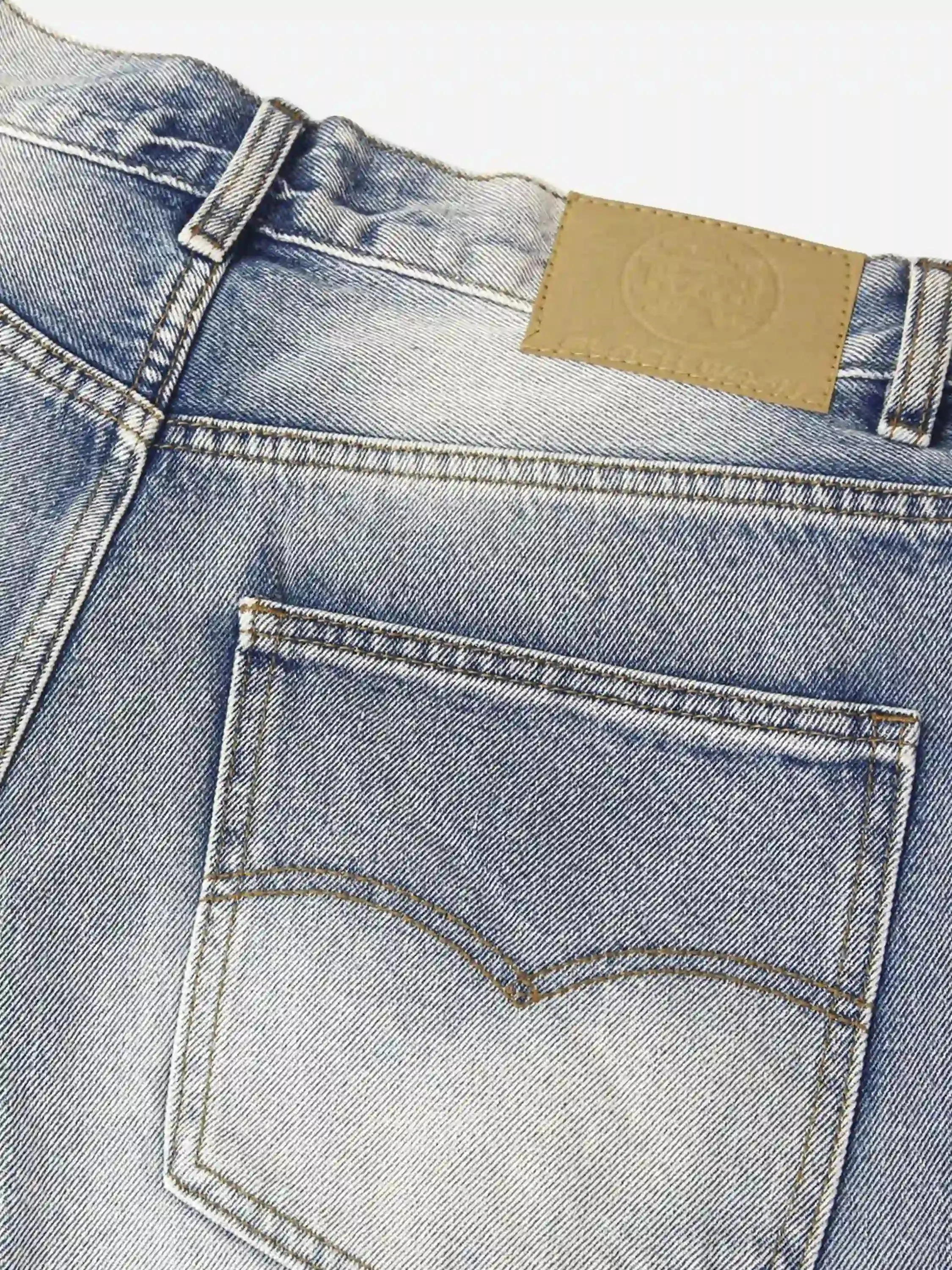 Vintage Distressed Washed Straight Jeans