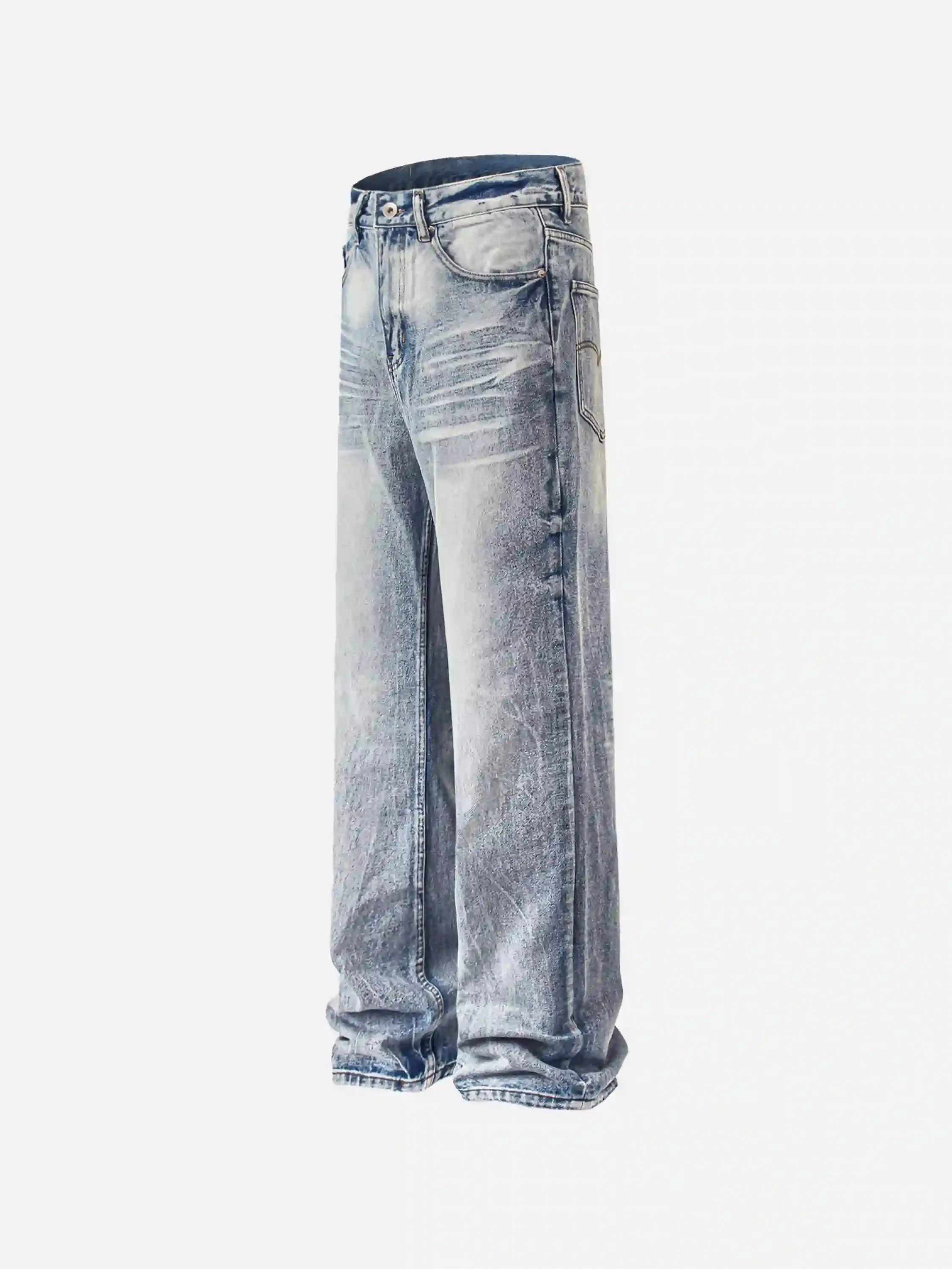 Vintage Distressed Washed Straight Jeans