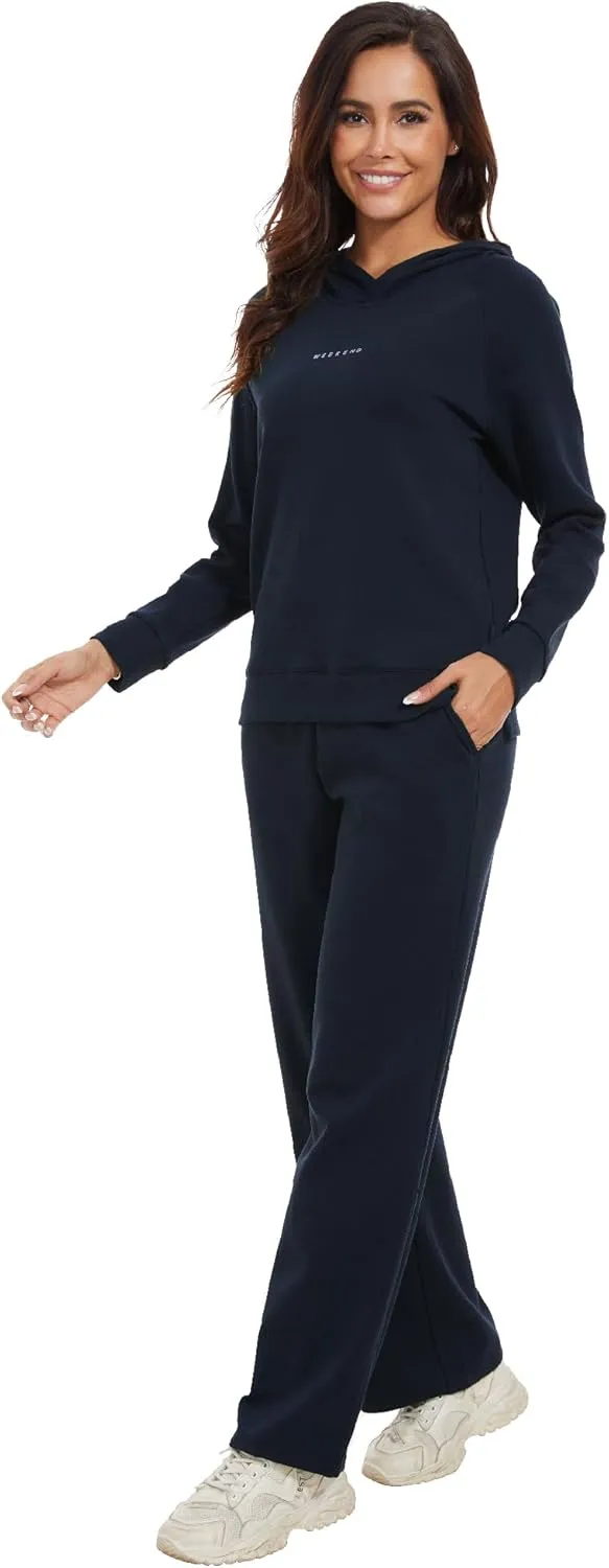 WiWi Women Outfits Sweatsuits Lounge Hoodie Set for Womens Long Sleeve Hoodies and Jogger Pant Tracksuit S-XXL