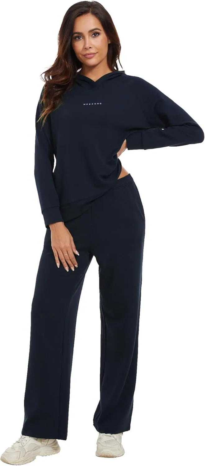 WiWi Women Outfits Sweatsuits Lounge Hoodie Set for Womens Long Sleeve Hoodies and Jogger Pant Tracksuit S-XXL