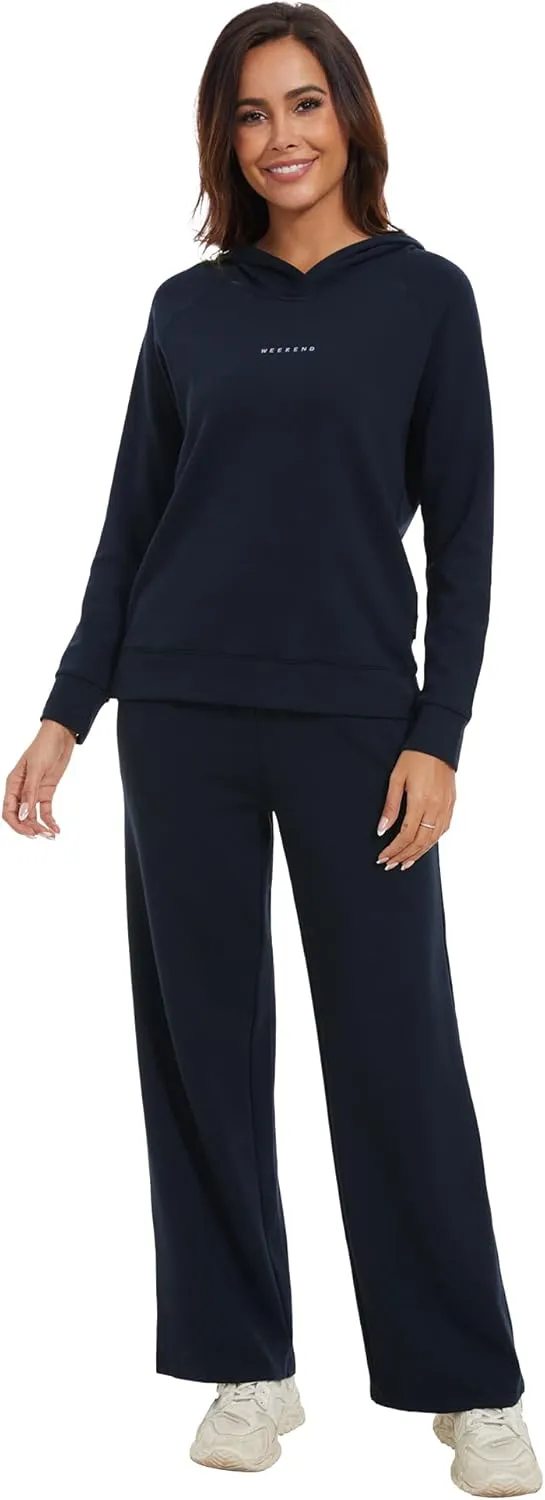 WiWi Women Outfits Sweatsuits Lounge Hoodie Set for Womens Long Sleeve Hoodies and Jogger Pant Tracksuit S-XXL
