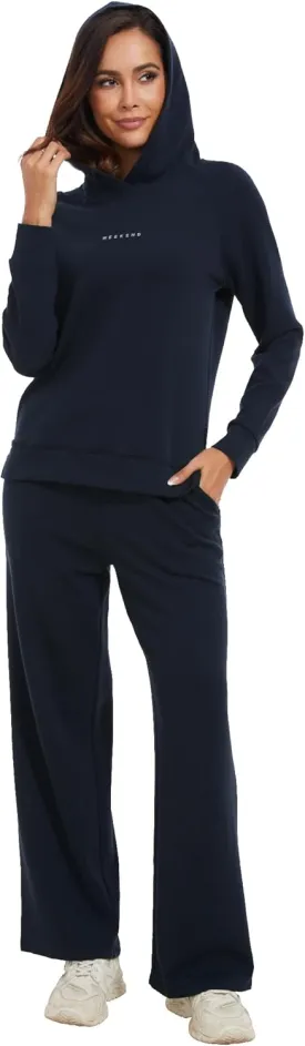 WiWi Women Outfits Sweatsuits Lounge Hoodie Set for Womens Long Sleeve Hoodies and Jogger Pant Tracksuit S-XXL