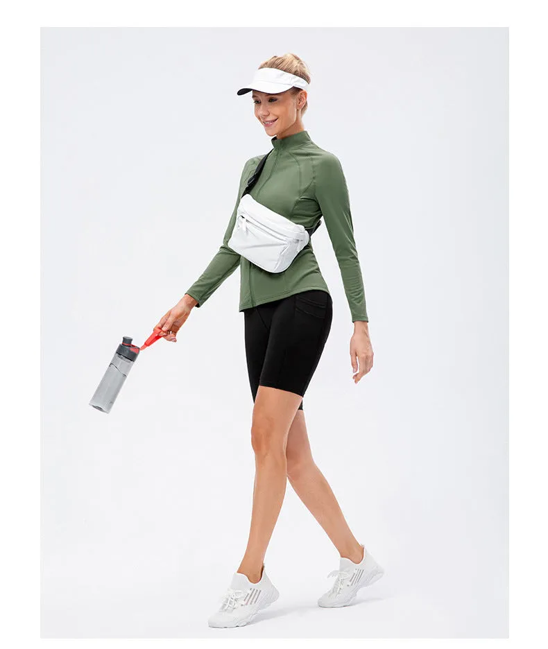 Women Autumn Winter Yoga Jacket Nylon Sportswear Tight Elastic Running Zipper Workout Clothes Long Sleeve