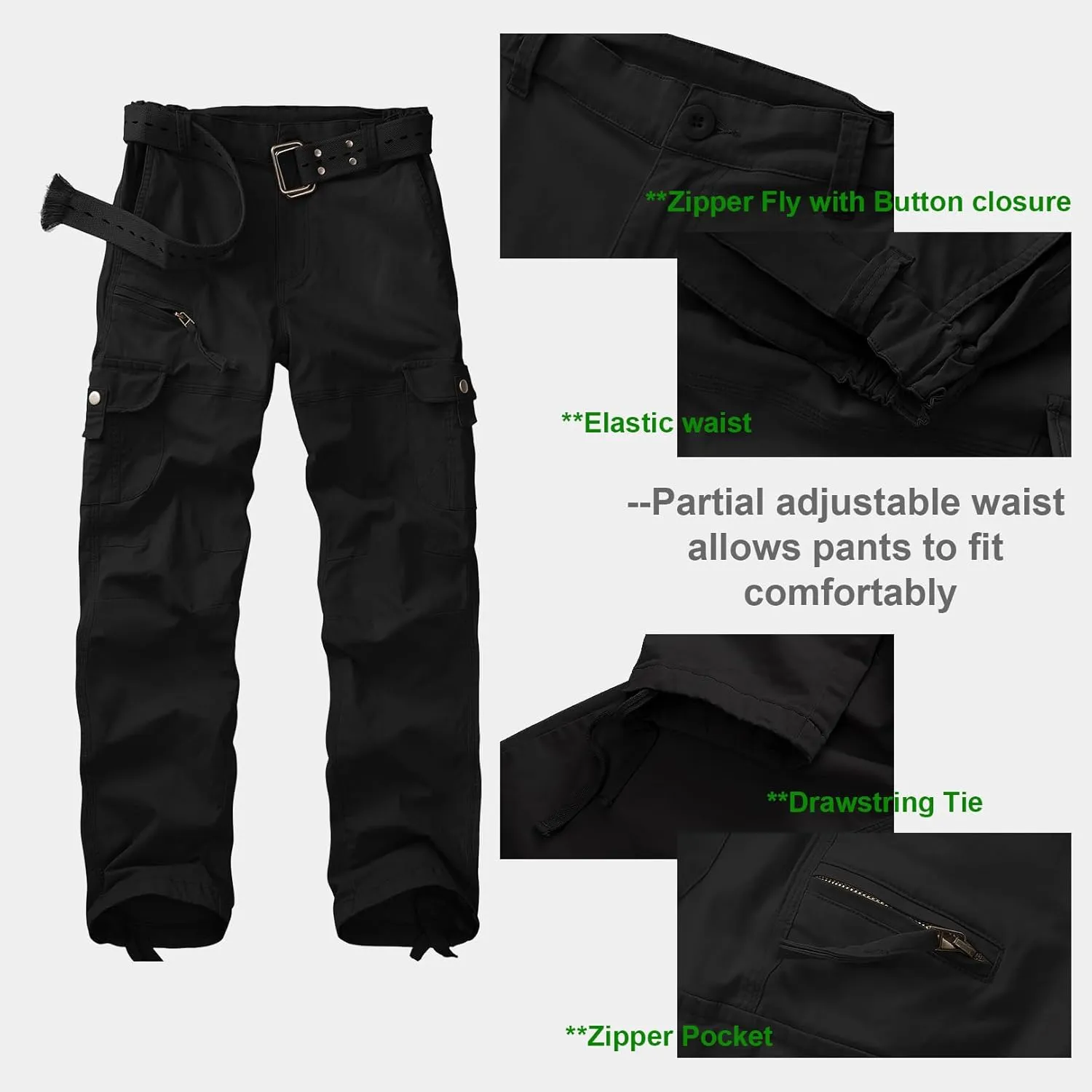 Women's Cargo Pants Casual Y2K Streetwear Cotton Summer Travel Work Hiking Pants with 7 Pockets Combat Tactical