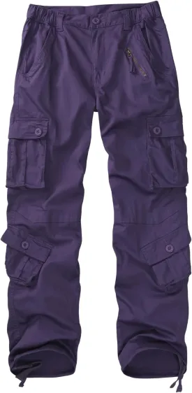 Women's Cotton Casual Military Army Cargo Combat Work Pants with 8 Pocket