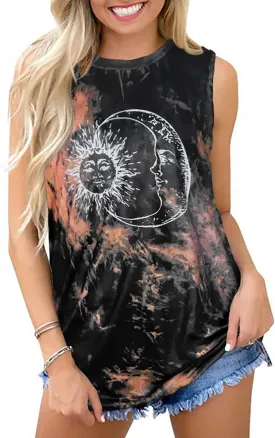 Womens Tank Tops Summer T Shirts Sleeveless Casual Loose Tunic Blouses