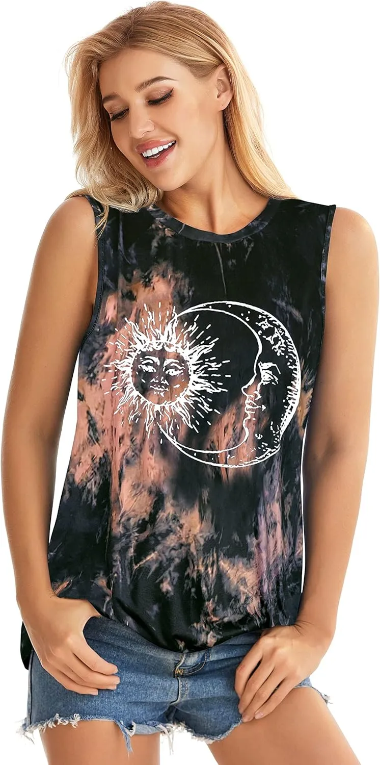 Womens Tank Tops Summer T Shirts Sleeveless Casual Loose Tunic Blouses
