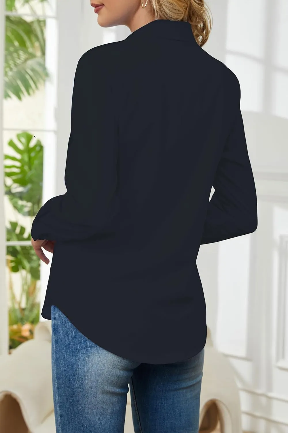 Wrinkle Free Womens Button Down Shirts for Women Long Sleeve Stretch Business Office Formal Work Blouses Tops